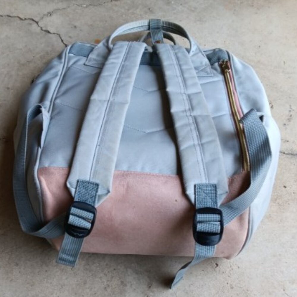 Himawari Laptop 15" USB School Travel Diaper Backpack Unisex Gray & Dusty Rose - Picture 5 of 6